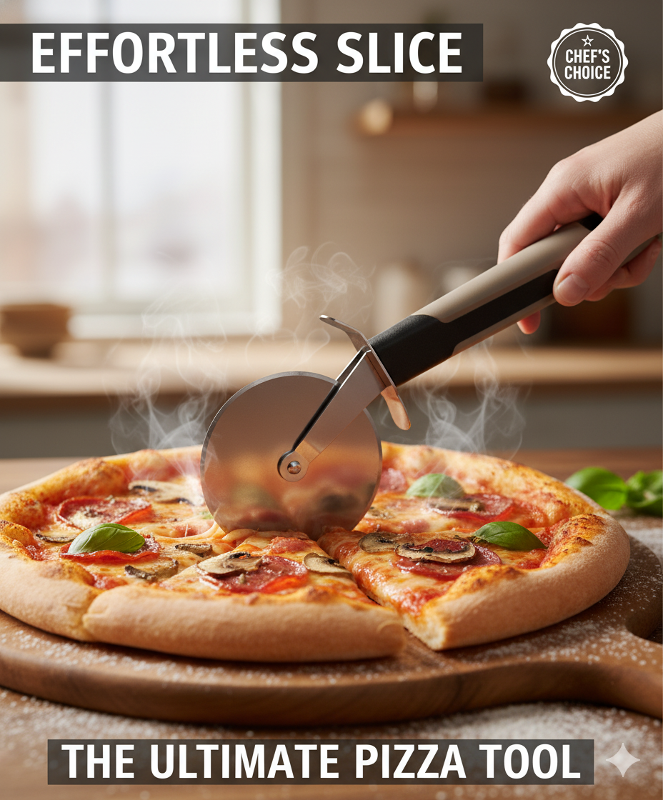 Stainless Steel Pizza Cutter with Ergonomic Handle – Sharp & Durable