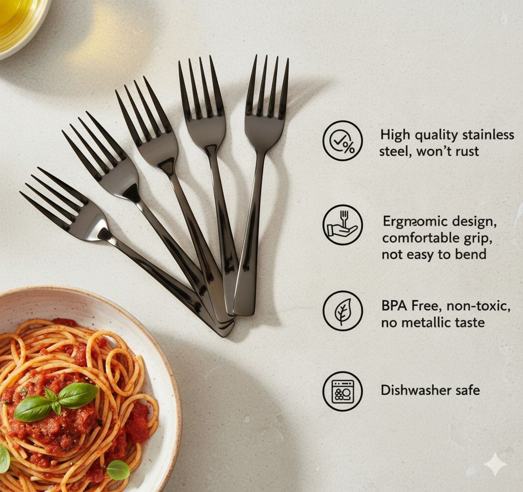 Rose Gold Stainless Steel Fork Set – Set of 6